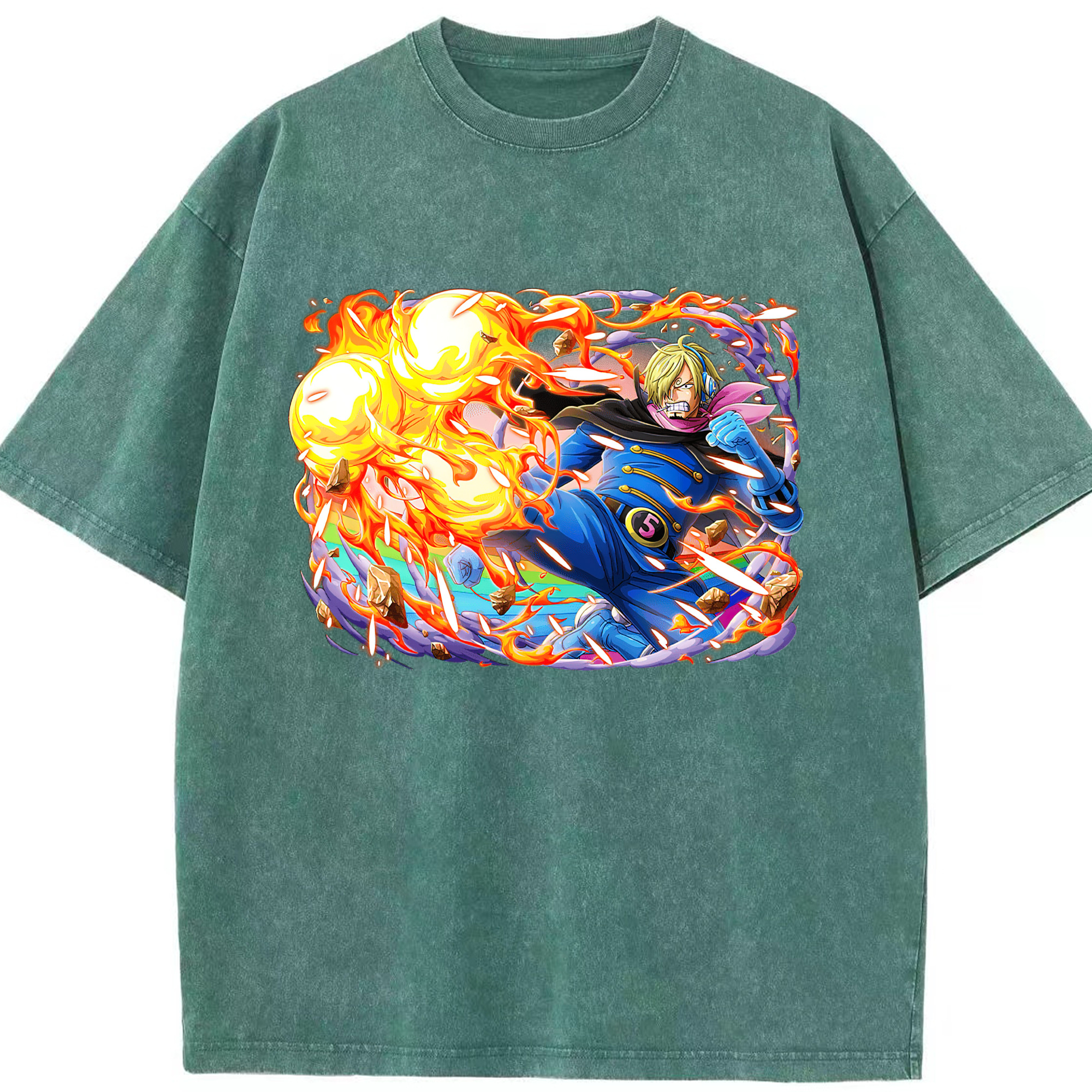 ワンピース サンジ ONE PIECE Sanji 綿100% ヴィンテージ風 半袖Tシャツ（フロントプリント）